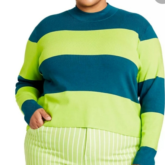 Victor Glemaud x Target plus size teal and lime green sweater 2x - Picture 1 of 3